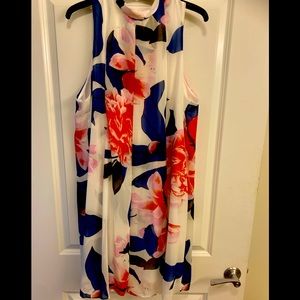 Sleeveless pleated floral dress